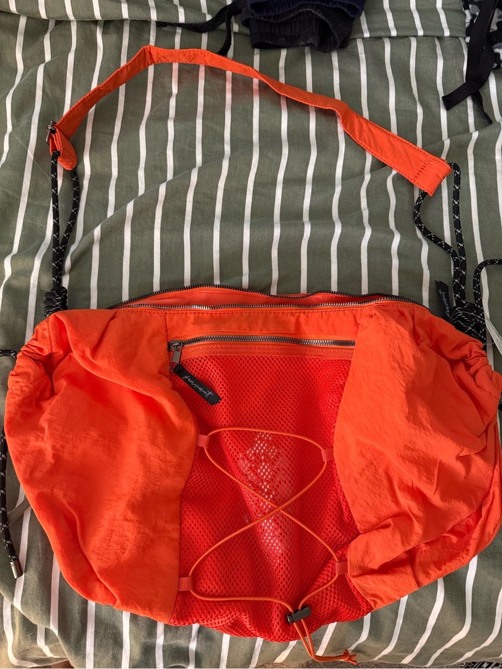 Free People Bright Orange Crossbody Bag with Mesh Front